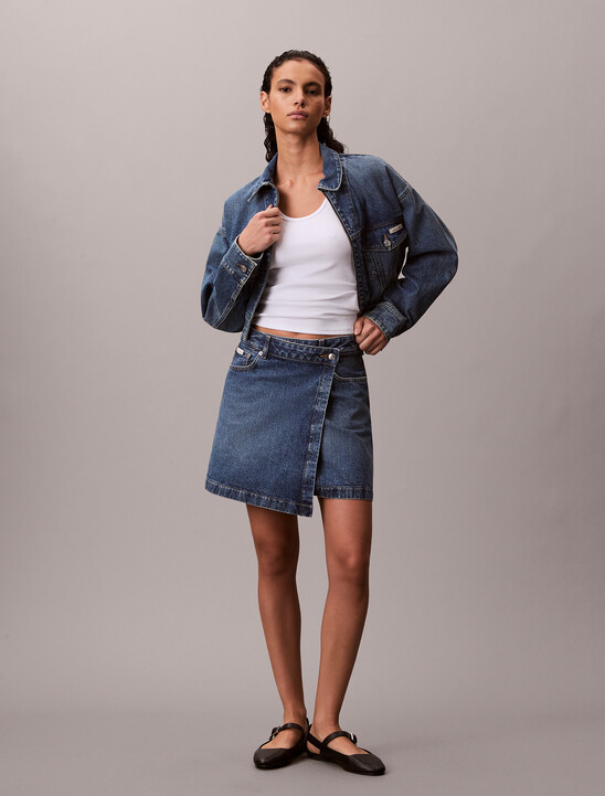 Denim Mini Wrap Skirt