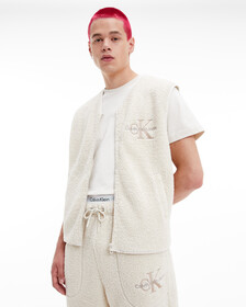 GENDERLESS MONOGRAM FLEECE VEST, Eggshell, hi-res
