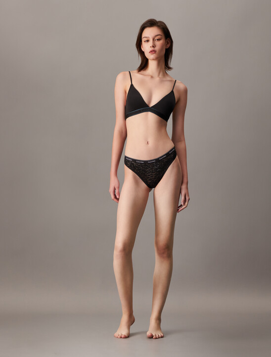 Tonal Logo Cotton Lightly Lined Triangle Bra