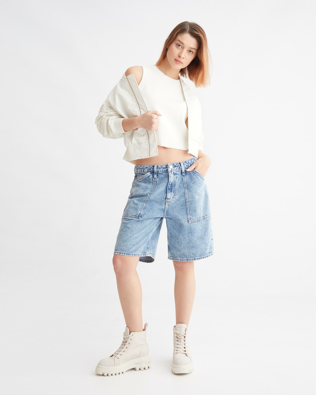 ARCHIVAL NEUTRALS BOMBER JACKET, IVORY, hi-res
