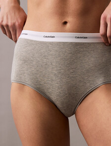 Cotton Stretch Rib Knit High Rise Brief, Grey Heather, hi-res