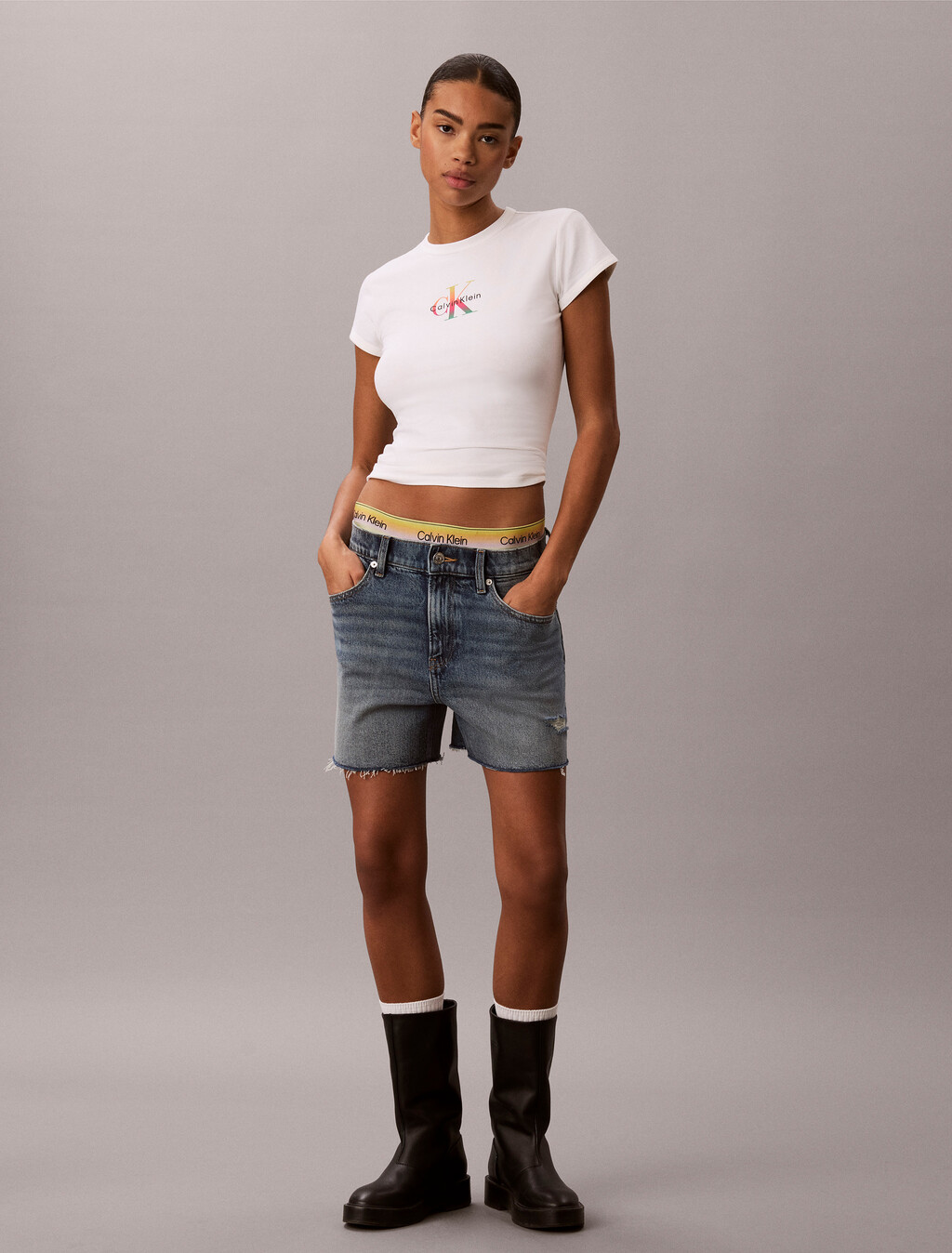 Slim Monogram T-shirt - Pride, Bright White, hi-res
