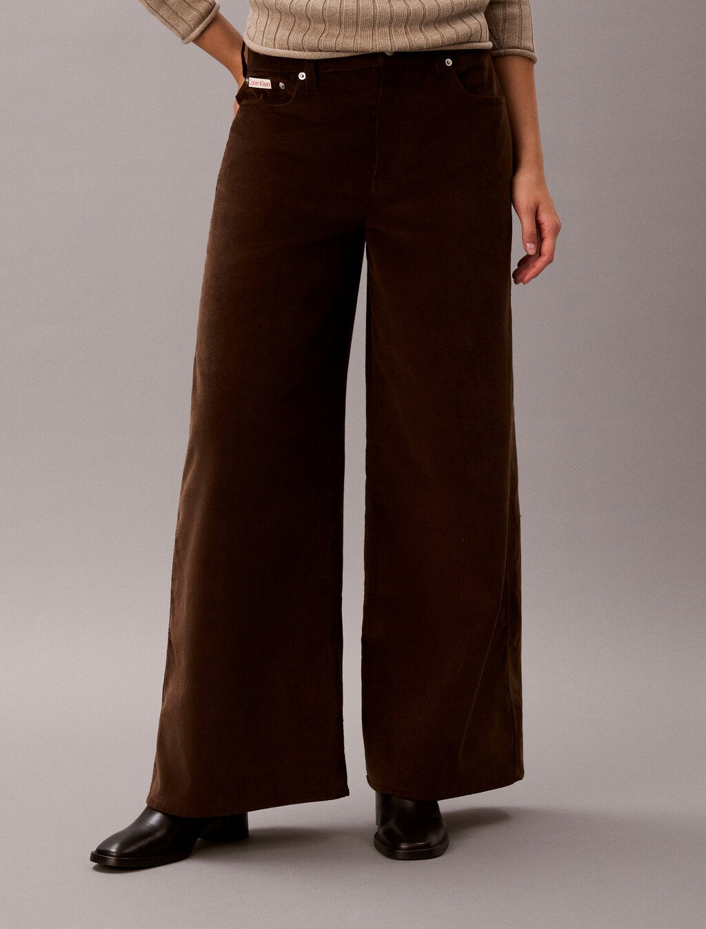 Corduroy Wide Leg Trousers, Brown Cork, hi-res