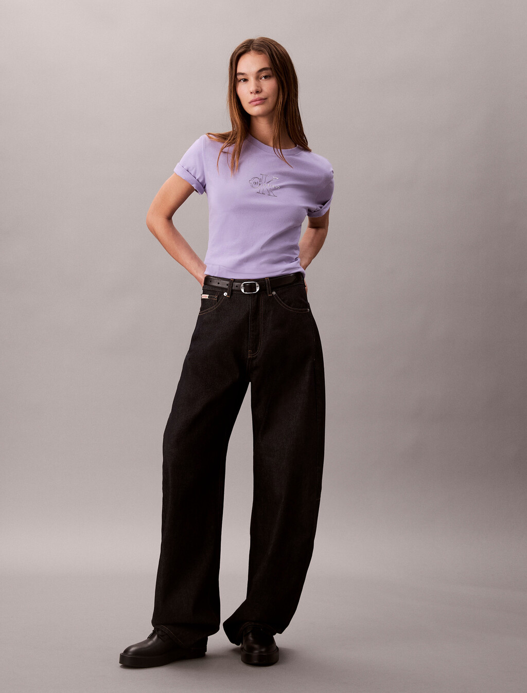 Glossy Metallic Logo T-shirt, Soft Lavender, hi-res