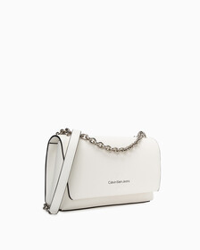 SCULPTED FLAP BAG WITH CHAIN, ANCIENT WHITE, hi-res