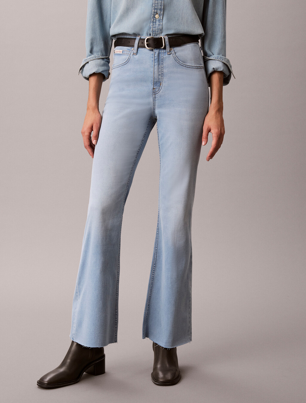 37.5 Asian Fit High Rise Flared Jeans, DENIM LIGHT A, hi-res