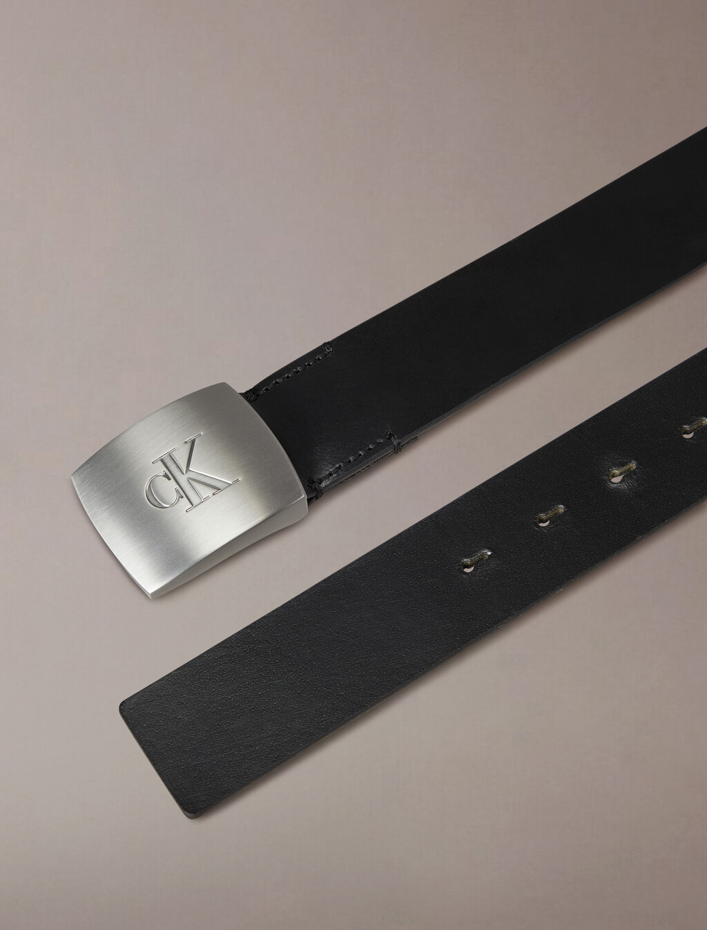 Clamp Buckle Belt 38mm, Black / Brushed Nickel, hi-res