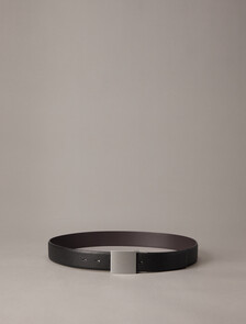 Reversible Plaque Buckle Dress Belt, Black/Bitter Brown, hi-res