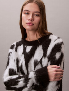 Brushed Alpaca Blend Printed Jumper, Brilliant White Combo, hi-res