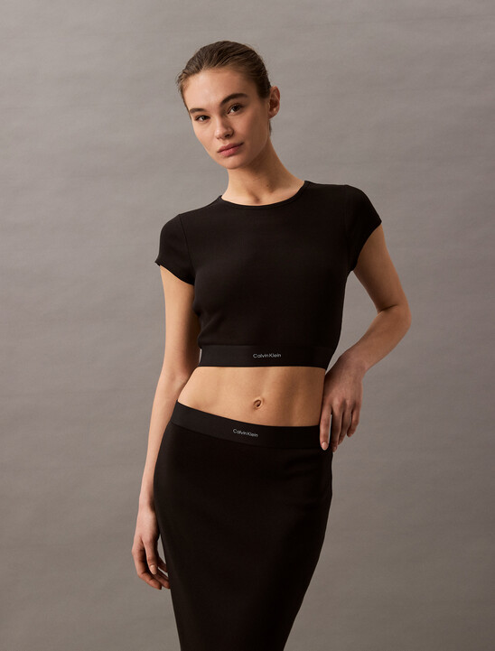 Rib Knit Cropped Tee