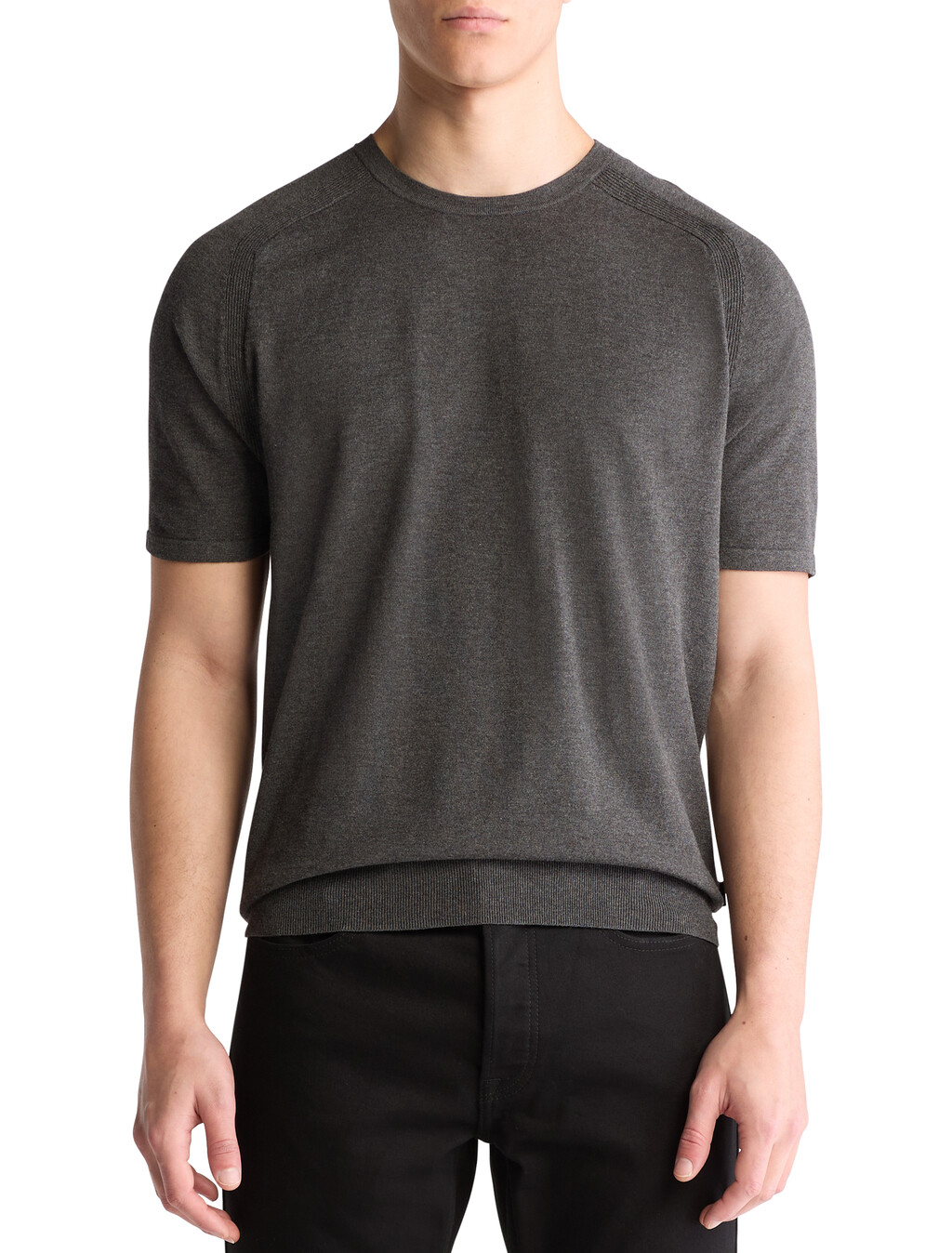 Tech Knit Crewneck Sweater T-Shirt, Gunmetal Htr, hi-res