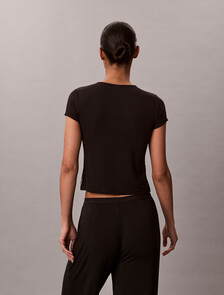 Soft Modal Pyjama Top, Black, hi-res