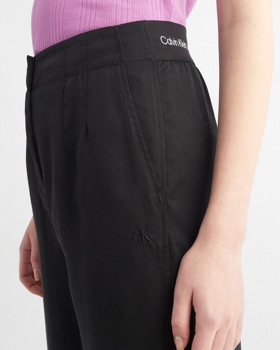 LOGO WAISTBAND TWILL STRAIGHT PANTS