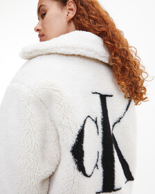 RECYCLED SHERPA MONOGRAM JACKET, Eggshell, hi-res