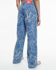 CK ONE GENDERLESS DISRUPTED LOGO WIDE JEANS, Denim Light, hi-res