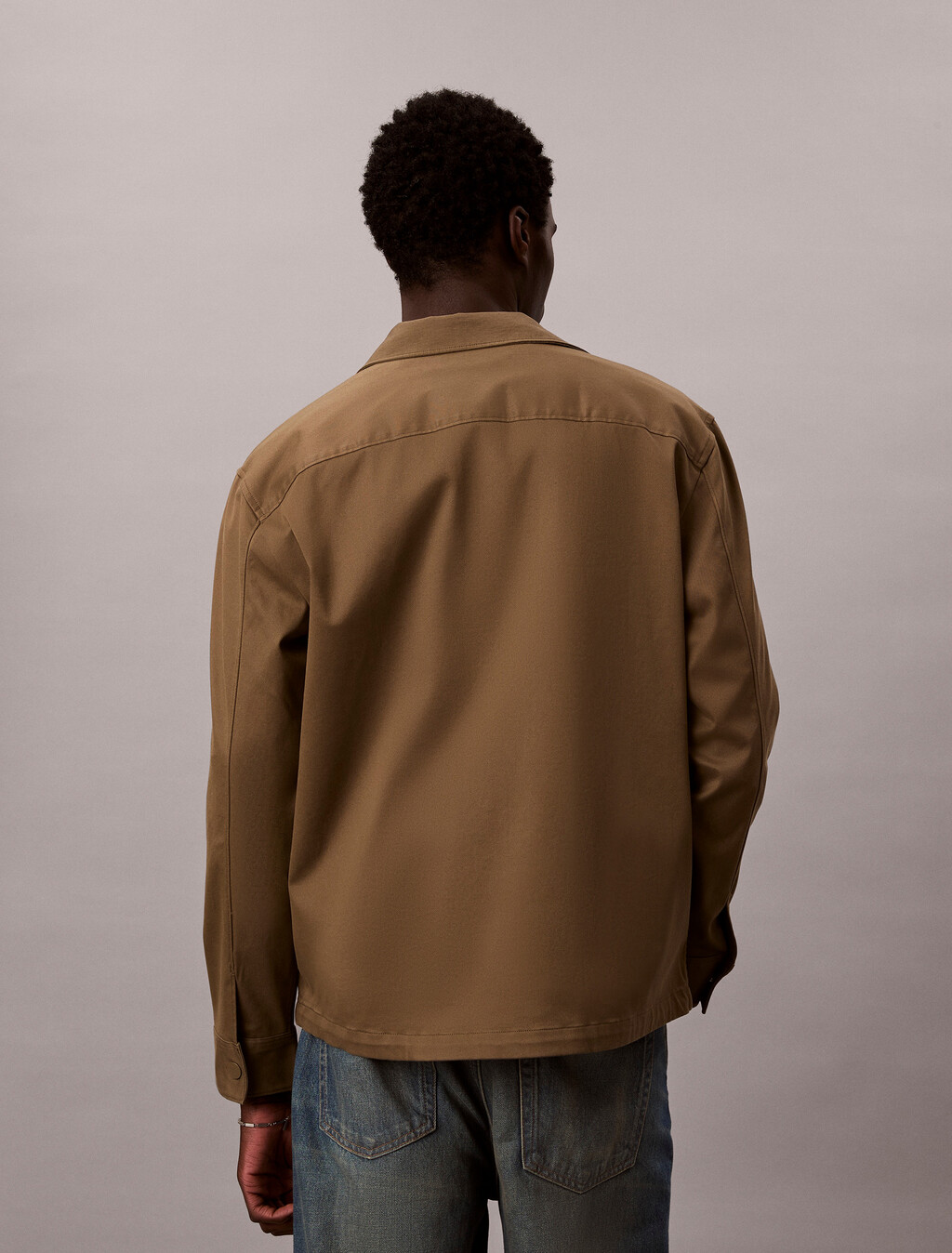 Relaxed Cotton Shacket, Capers, hi-res