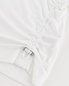 SIDE GATHER MONOGRAM TEE, Bright White, hi-res