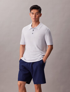 Linen Blend Classic Sweater Polo Shirt, Gray Dawn, hi-res