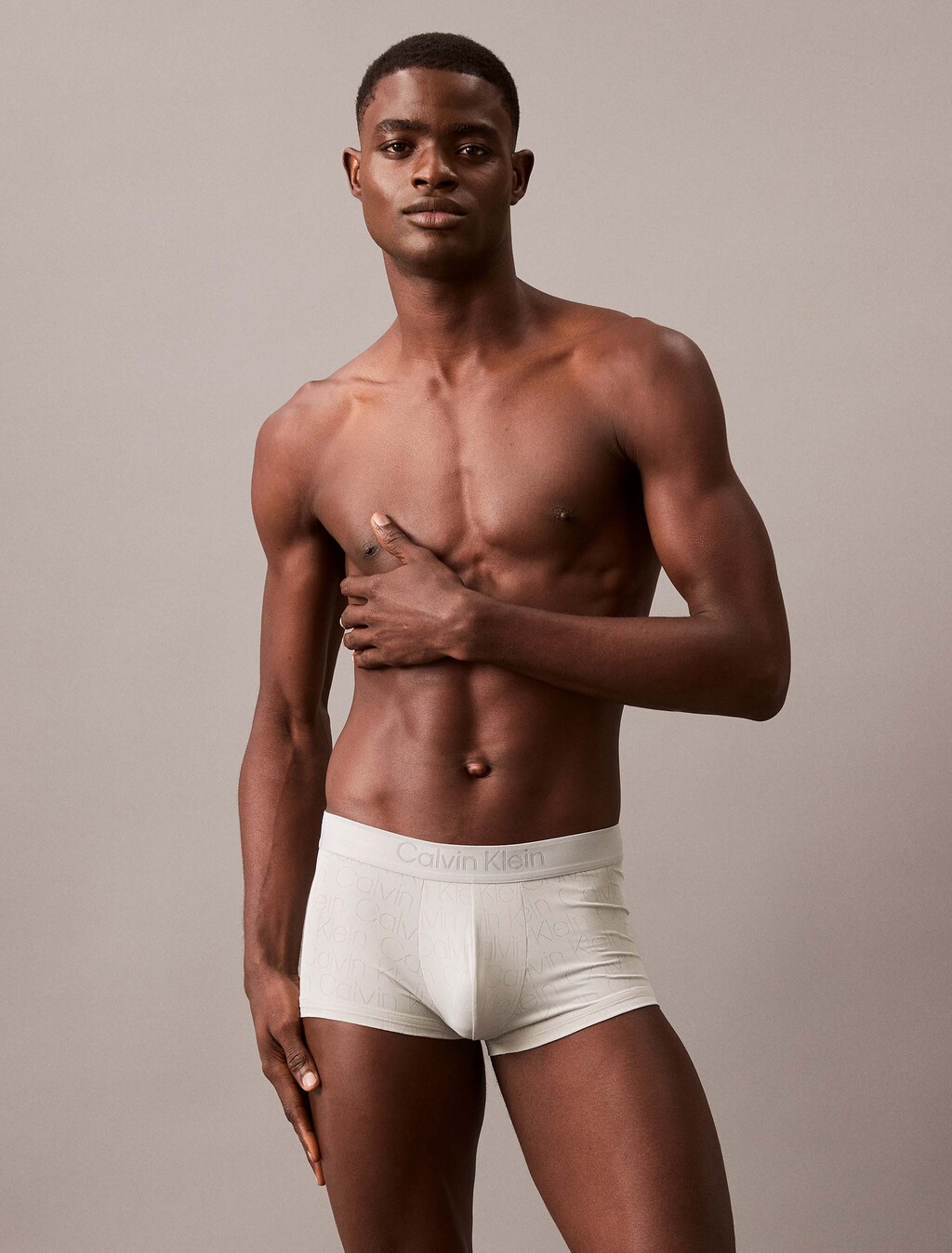 CK Black Logo Jacquard Low Rise Trunks, Jura Gray, hi-res
