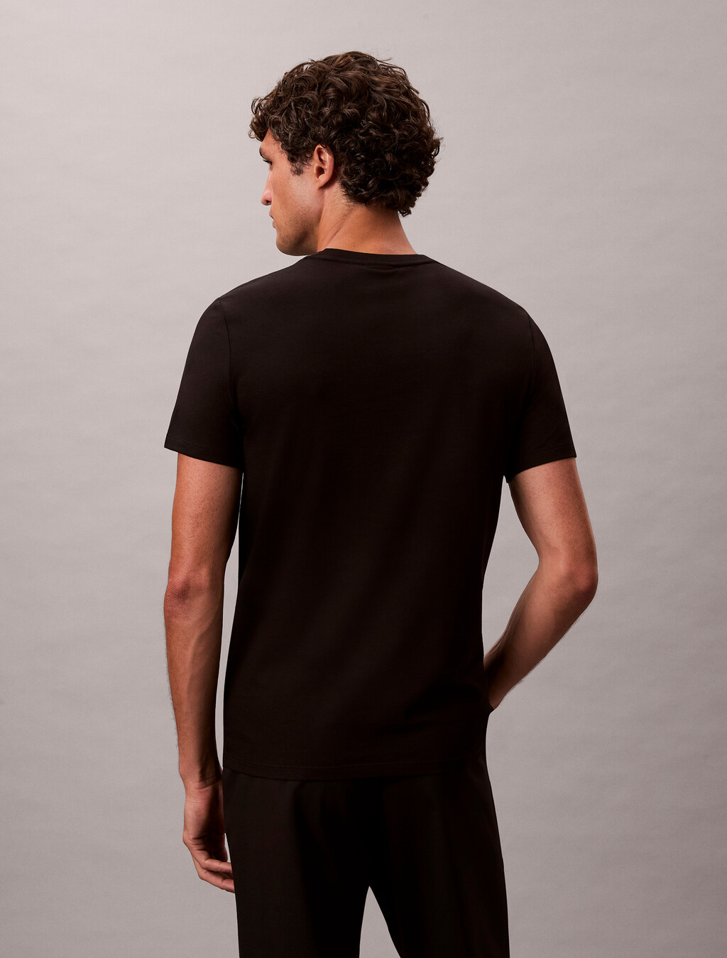Stretch Cotton Slim Tee, Black, hi-res