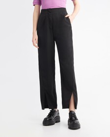 LOGO WAISTBAND TWILL STRAIGHT PANTS, Ck Black, hi-res