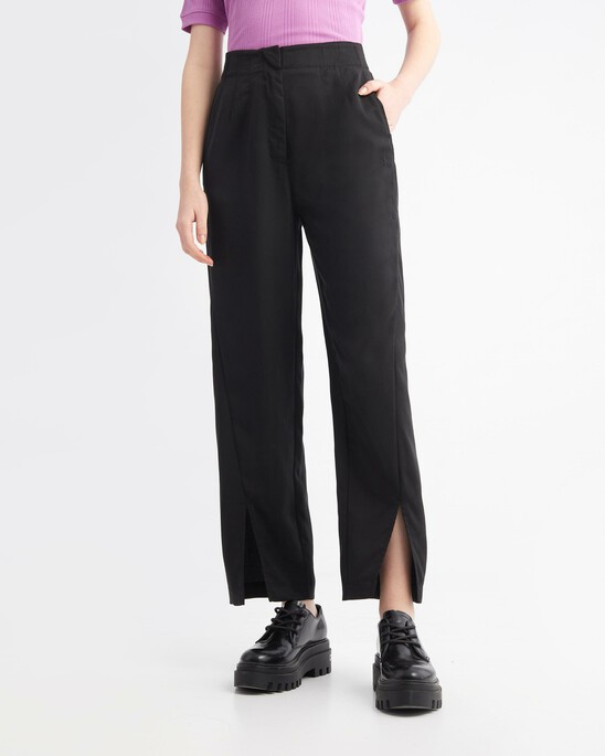 LOGO WAISTBAND TWILL STRAIGHT PANTS
