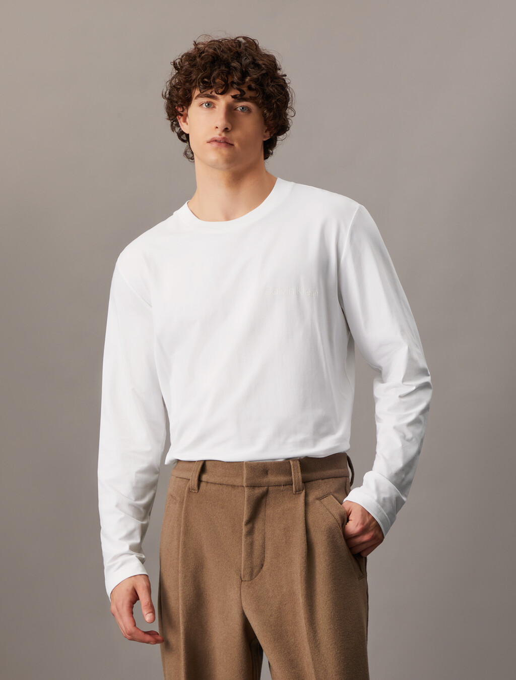 Institutional Long Sleeve Tee, Bright White, hi-res