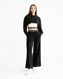 2 In 1 Logo Tape Velvet Hoodie, Ck Black, hi-res