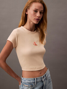 Slim Cropped Monogram T-shirt, Appleblossom, hi-res