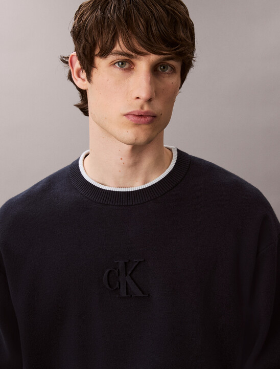 Embossed Monogram Logo Relaxed Sweater