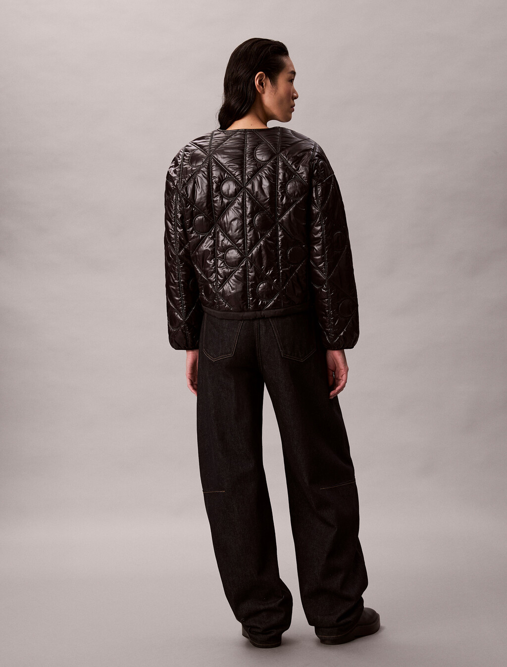 Reversible Logo Quilted Jacket, Black, hi-res
