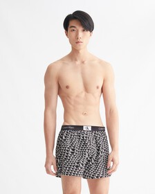 Calvin Klein 1996 Woven  Cotton Boxers, WARPED LOGO PRINT_BLACK, hi-res