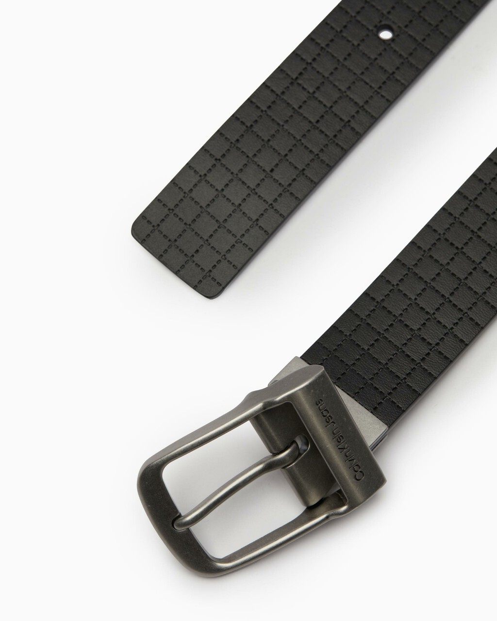 35MM ROUND PIN BUCKLE BELT, BLK/U GRID EMB, hi-res