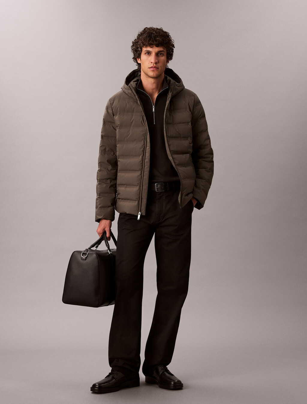 Packable Embossed Logo Quilted Puffer Jacket, Beluga, hi-res
