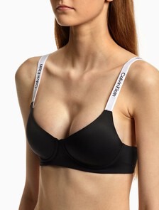 Tailored Logo Lightly Lined Wirefree Bra, Black, hi-res