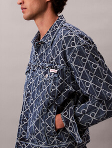 Allover Logo 90's Denim Jacket, INDIGO EMBLEM, hi-res