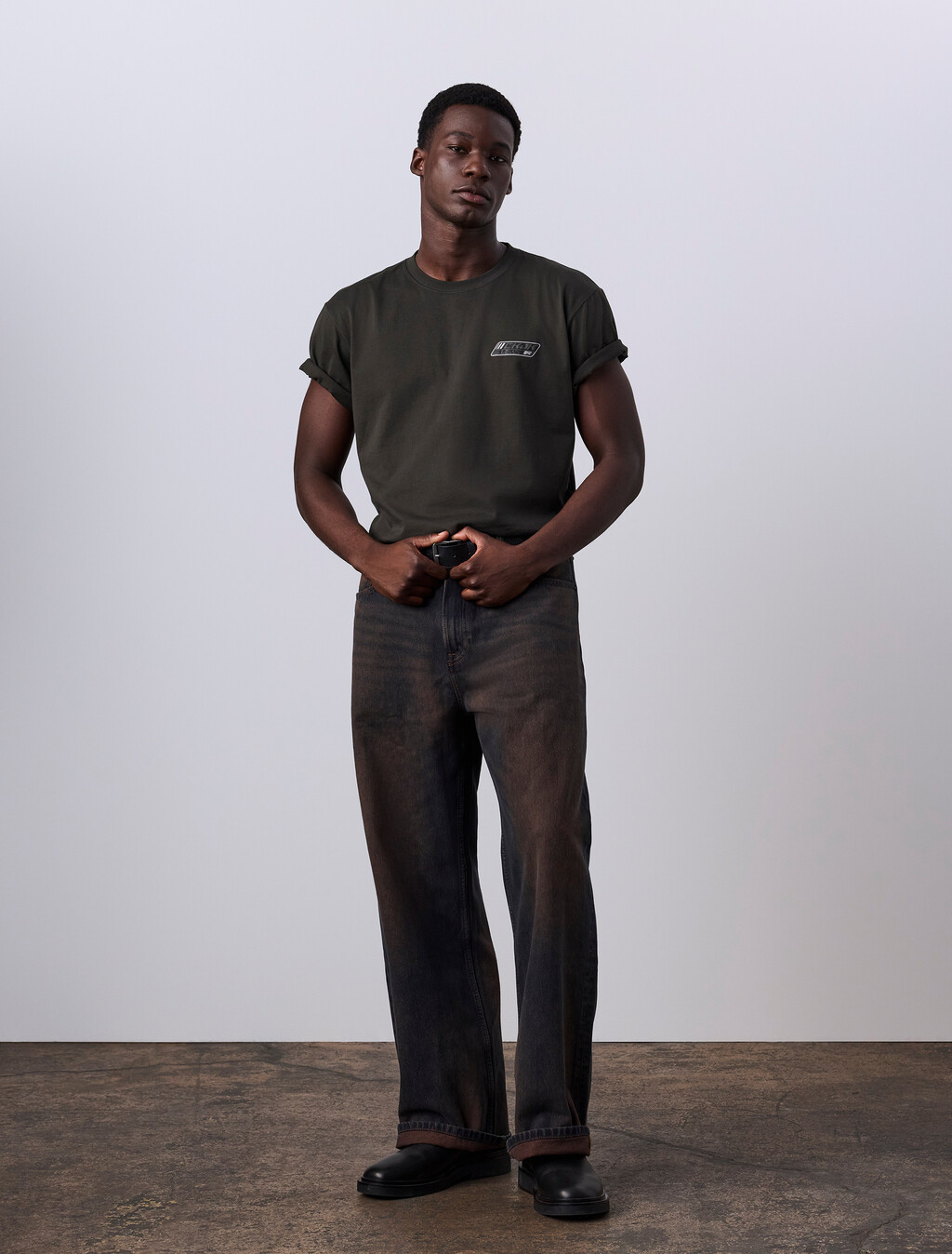 Jung Kook for Calvin Klein Logo Badge Relaxed T-Shirt, Peat, hi-res