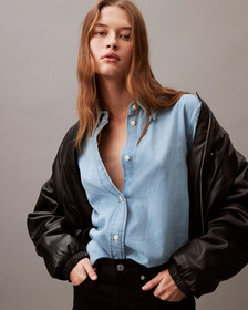 Chambray Classic Button-Down Shirt, STEVIE BLUE, hi-res