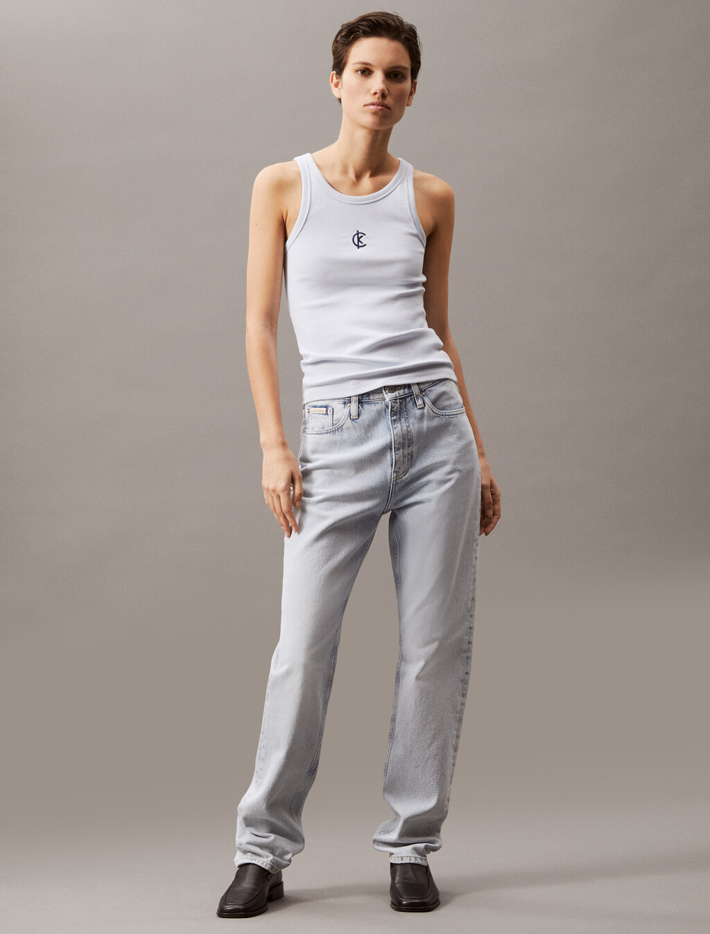 Ribbed Cotton Logo Tank Top, Plein Air, hi-res