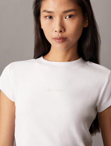 Monogram Baby Fit Rib Knit Tee, Bright White, hi-res