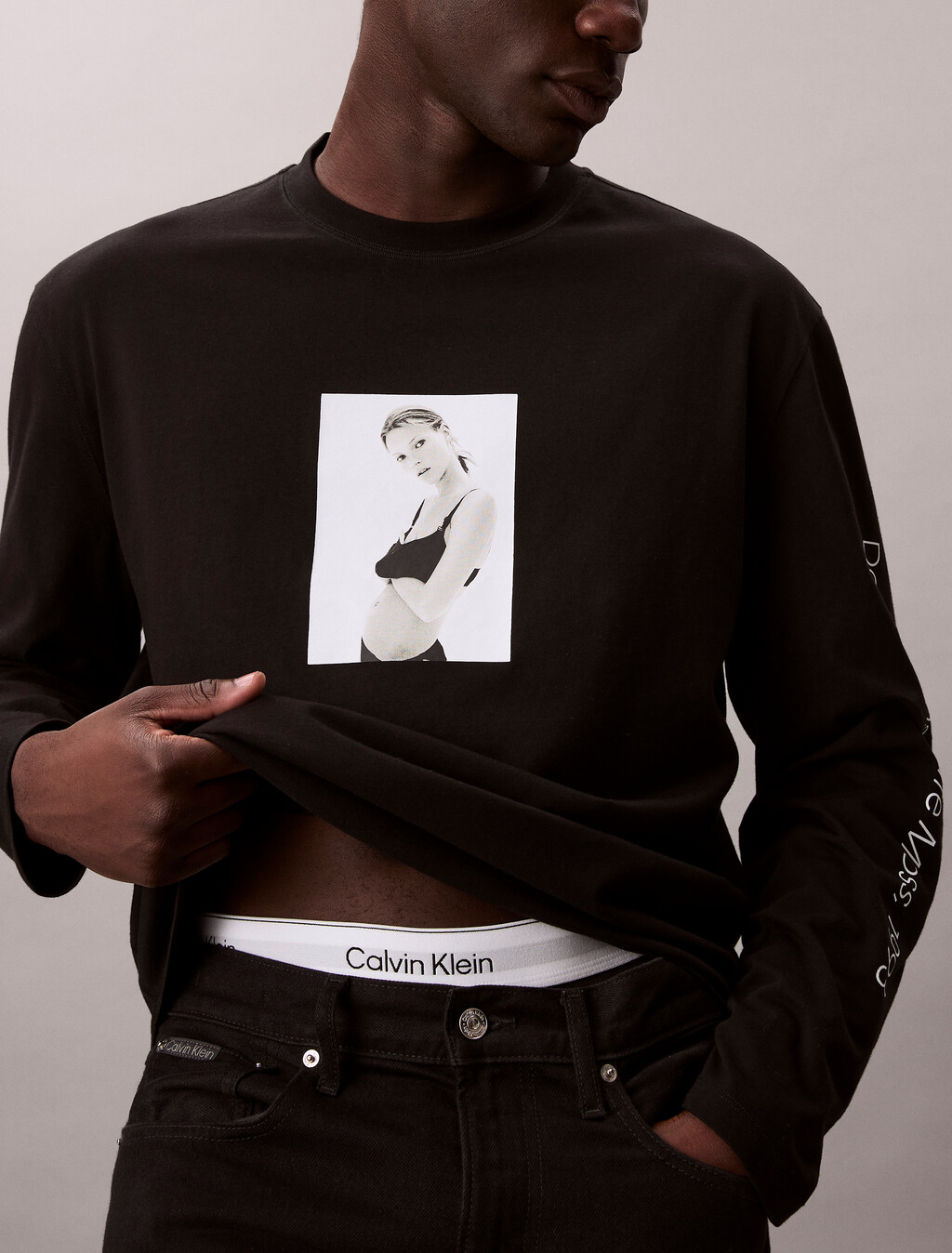 Kate Moss Graphic Relaxed T-Shirt, Black, hi-res