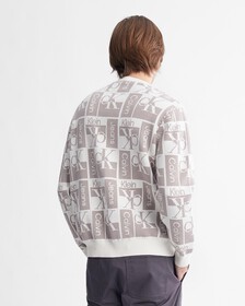All Over Print Monogram Sweater, Ivory, hi-res