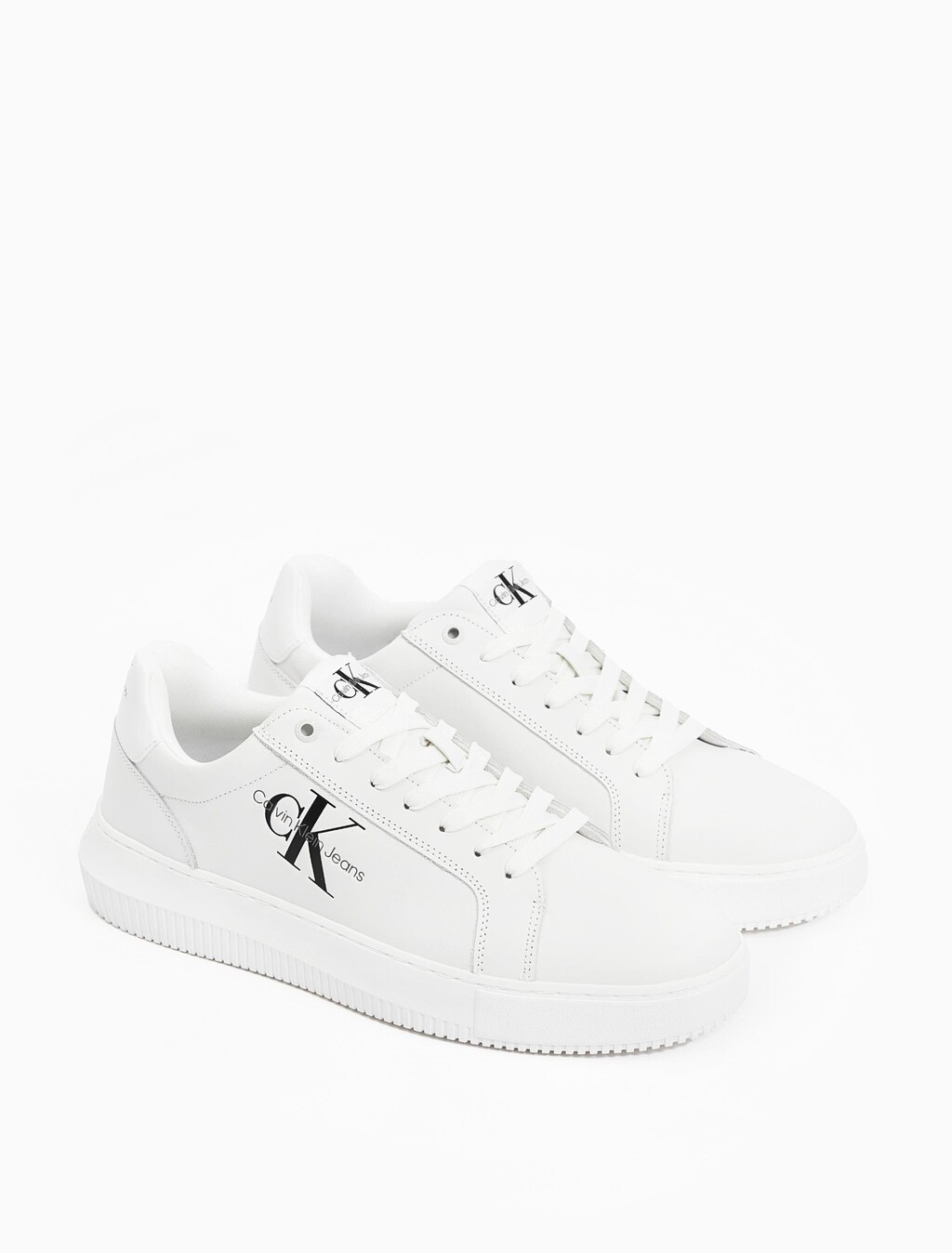 Leather Trainers, Bright White, hi-res