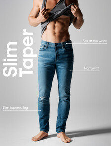 Slim Taper Sanded Jeans, SAHARA SAND, hi-res