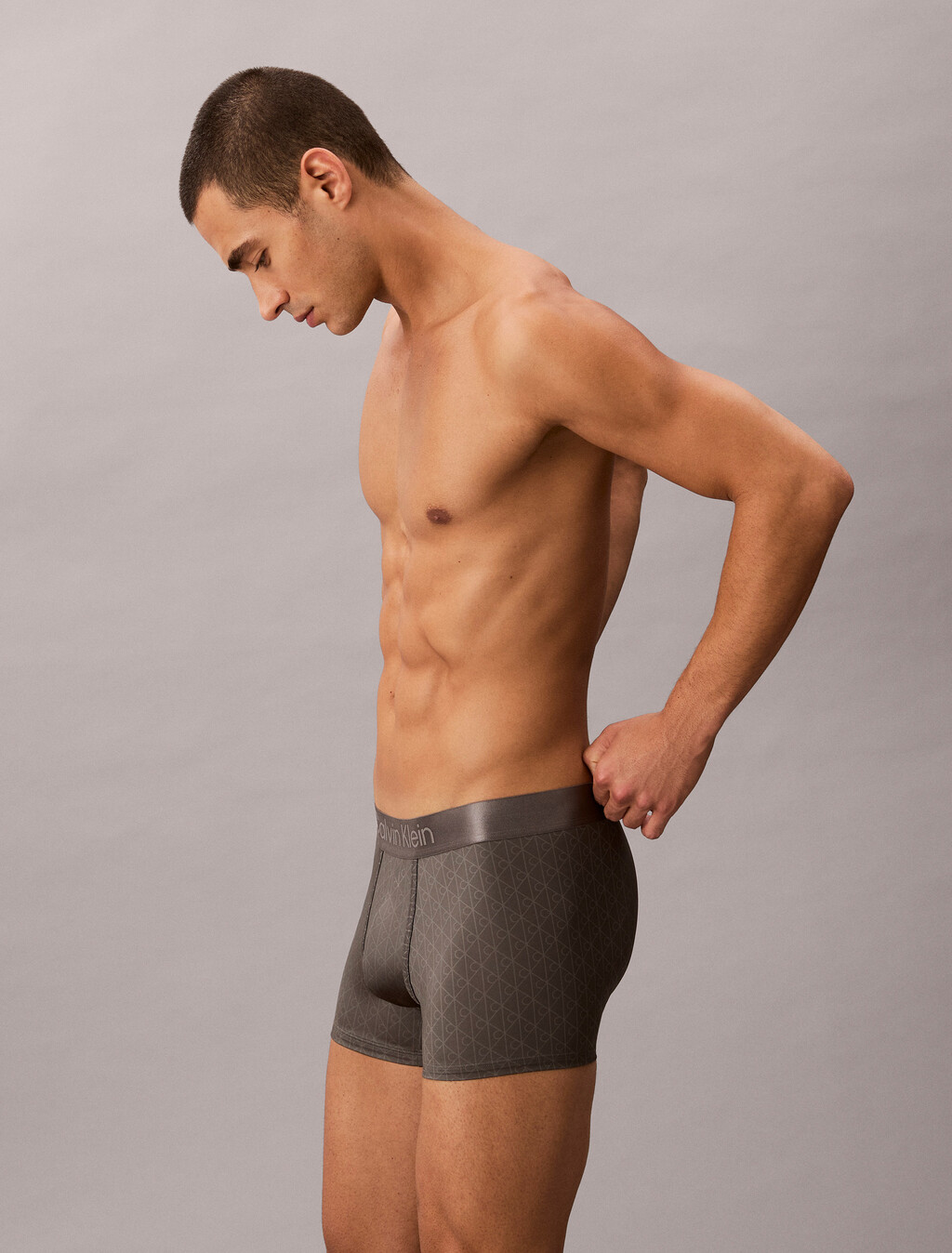 Low Rise Trunks - Micro Stretch Logo, TEENIE DELUSTER EMBLEM_SMOKED PEARL, hi-res