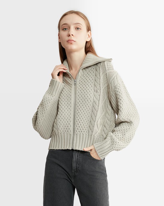 Varsity Cable Wool Blend Cardigan