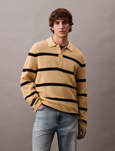 Striped Relaxed Polo, Lemon Peel, hi-res