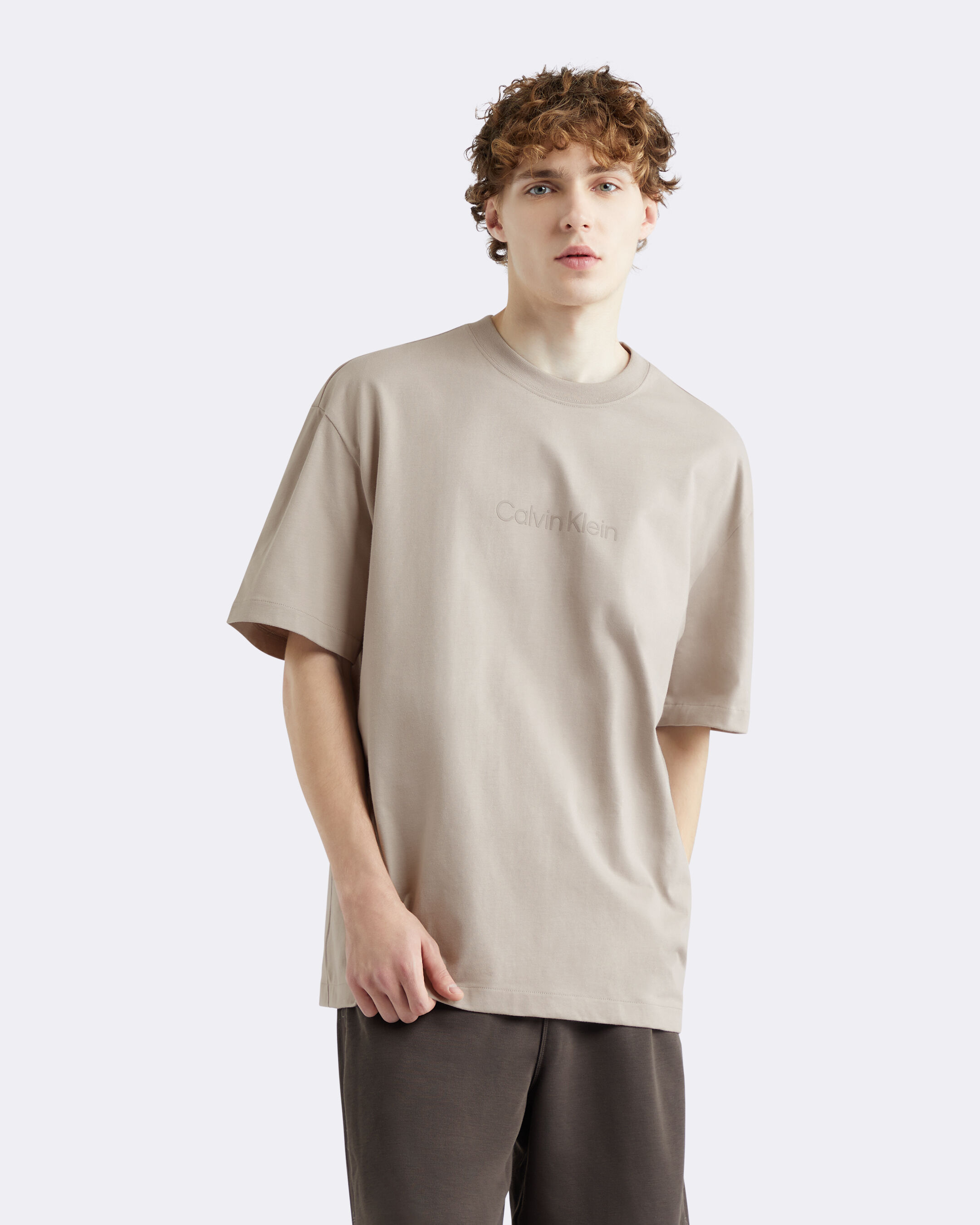 Calvin Logo Crew Neck Tee brown Calvin Klein Singapore