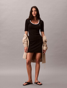 Rib Knit Baby Fit Mini Dress, Black, hi-res