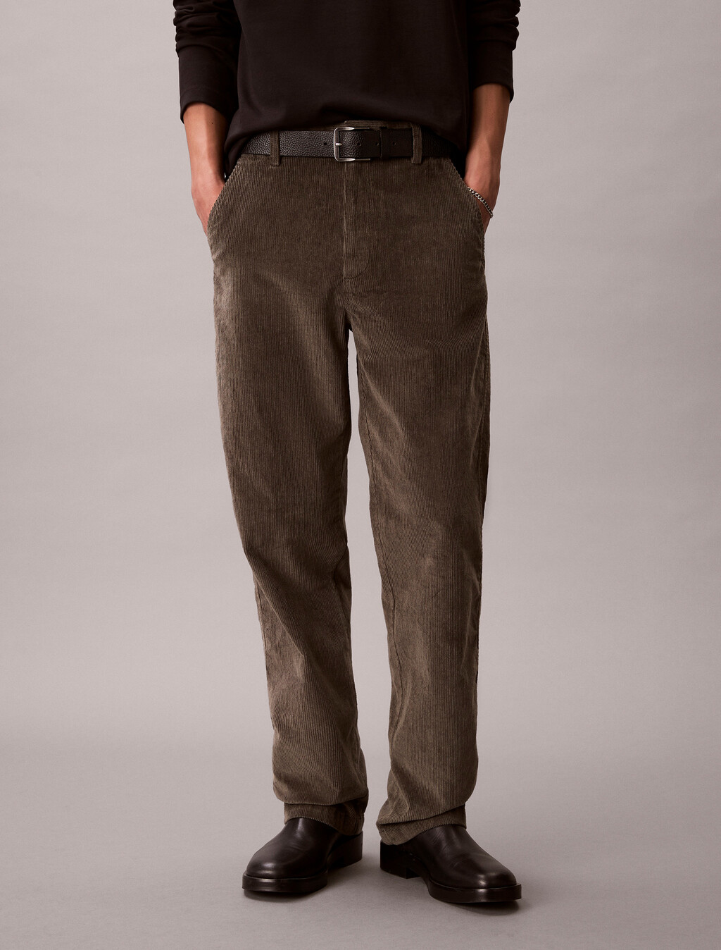 90's Straight Corduroy Chino Trousers, Beluga, hi-res